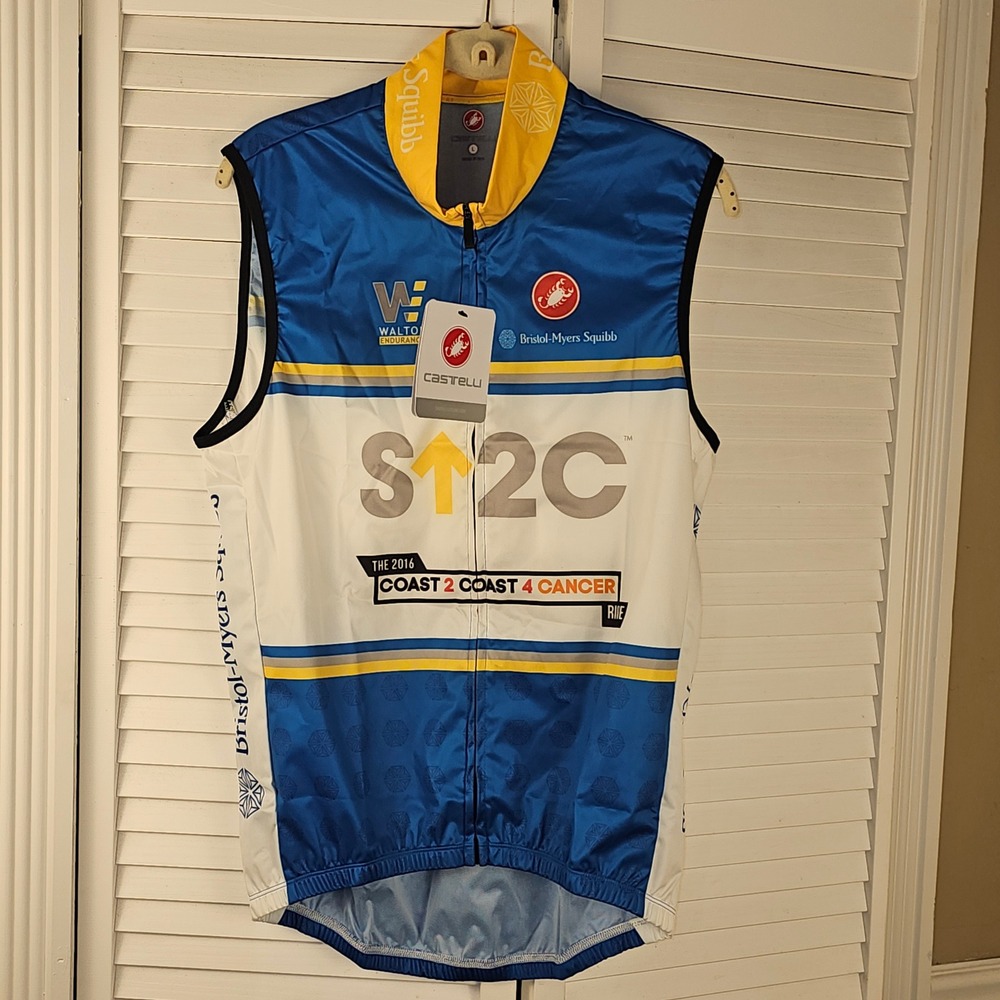 NWT Castelli Mens Stand Up To Cancer Wind Vest Full Zip Large‎ Cycling Jersey